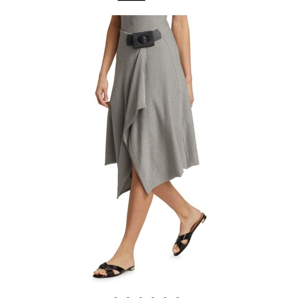 Johanna Ortiz Religious Script Midi Asymmetric Skirt Metallic,Party,Unique M NWT